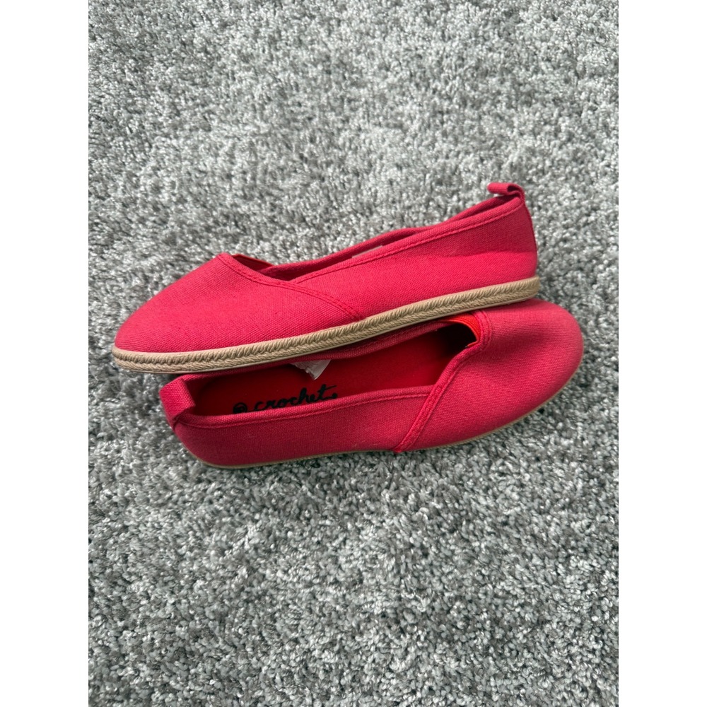 Crochet Red Canvas Espadrille Slip On Flats Women's Size 6 New Without Tags